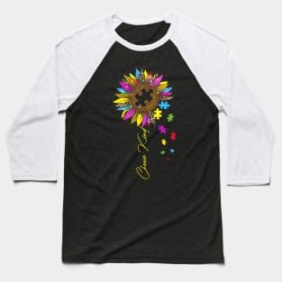 Choose Kind Autism Awareness Rainbow Sunflower Warrior Baseball T-Shirt